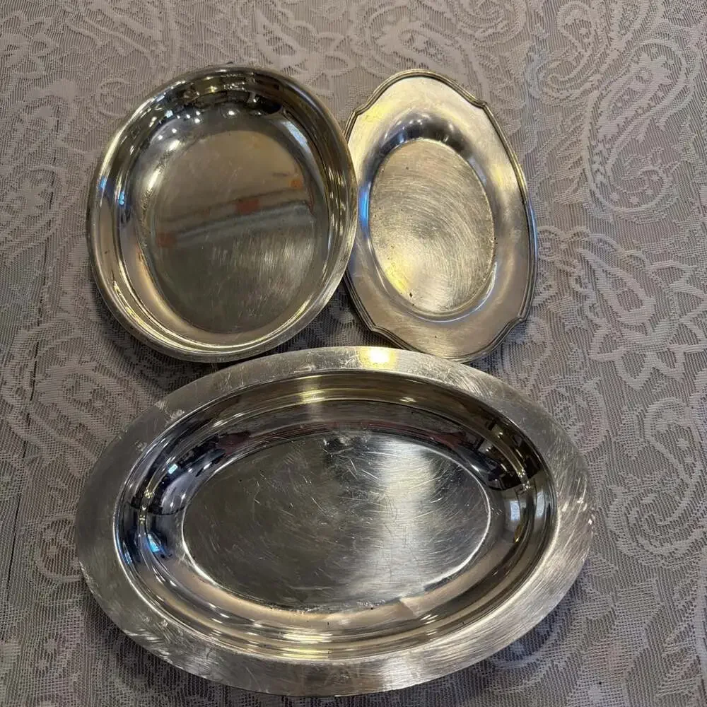 VNTG 3 SILVER Plated Serving Dishes Grannycore 2 Of 3 W/Marks See In PICS